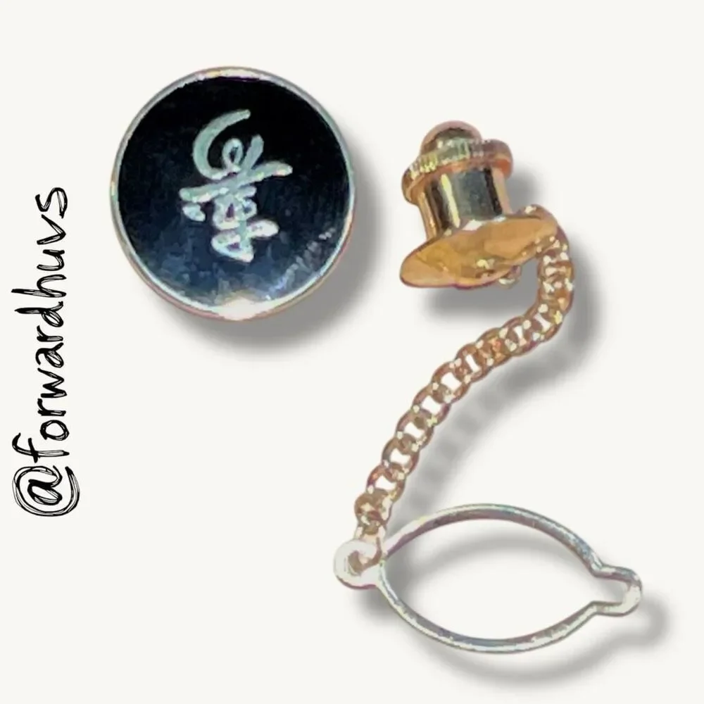 Black Longevity Symbol Tie Tack with Chain